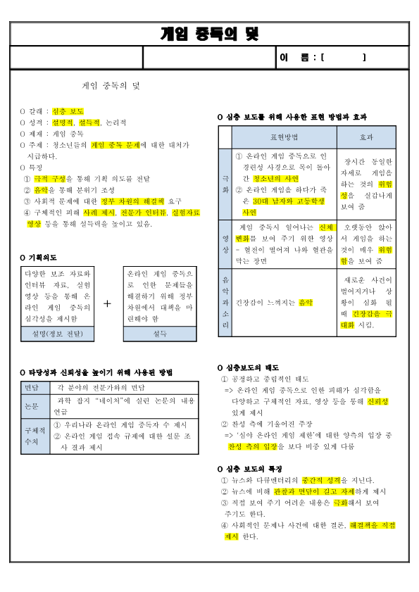 (요점 정리) 게임 중독의 덫