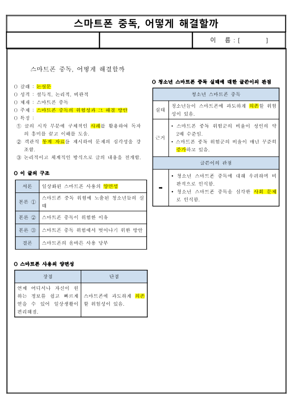 (요점 정리) 스마트폰 중독, 어떻게 해결할까