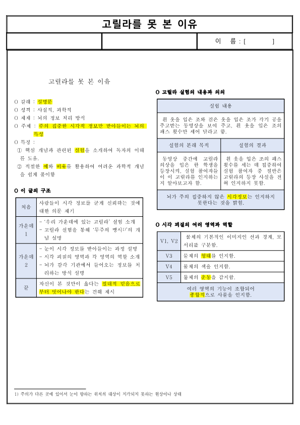 (요점 정리) 고릴라를 못 본 이유