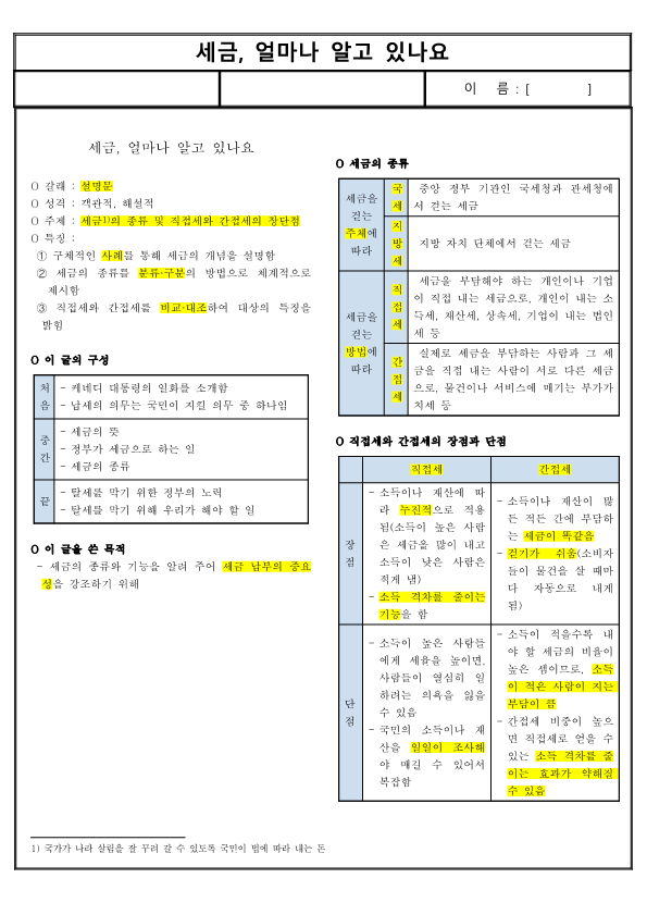 (요점 정리) 세금, 얼마나 알고 있나요